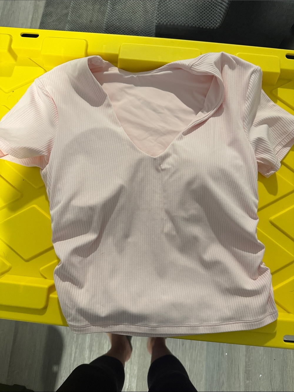 lululemon athletica Light Pink Ribbed V-Neck Short Sleeve Tee